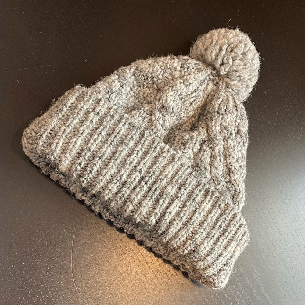 Wool Grey Toque with Pompom